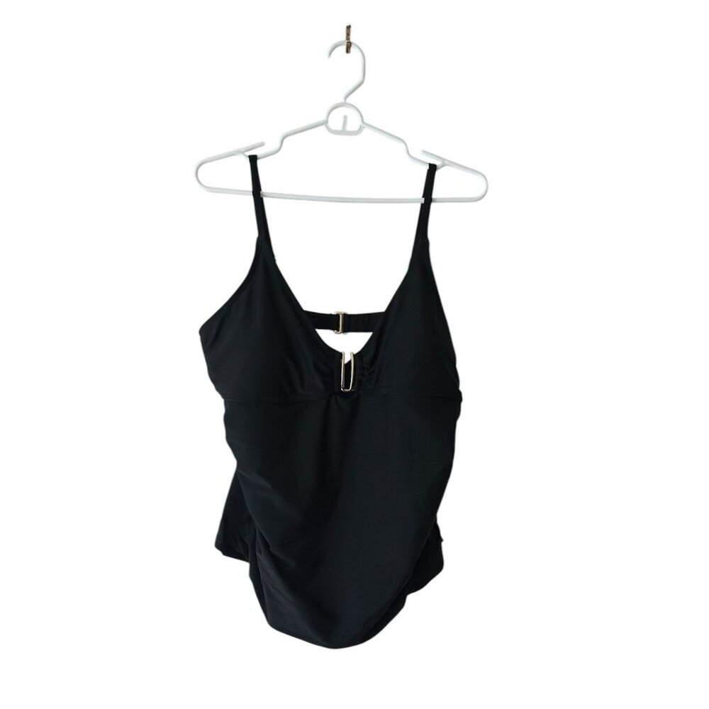 Time And Tru Tankini Swimsuit Top Padded Women XL  16-18 Black Swim Beach NEW
